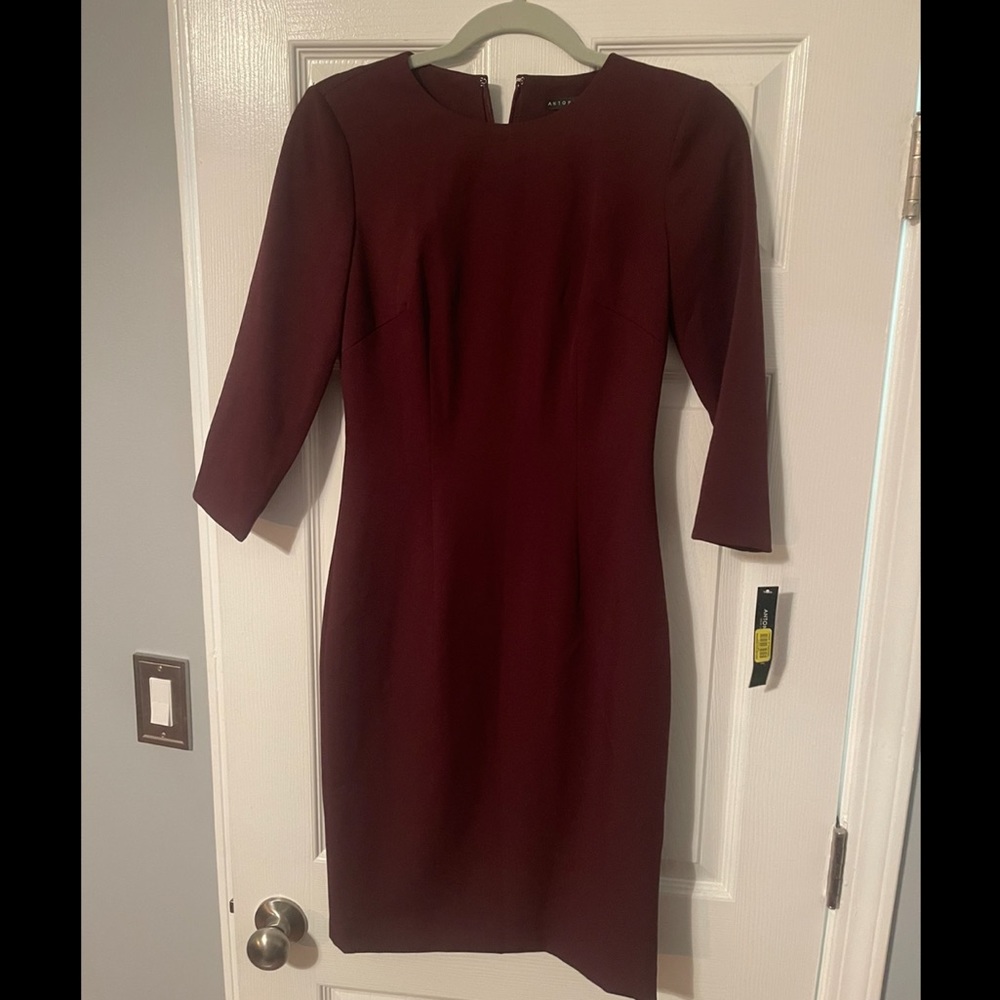 Antonio Melani Maroon Oxblood Long Sleeve Dress, NWT, Size 0